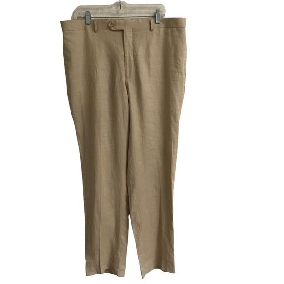 Pronto Uomo platinum tan linen trouser pants 38 - Picture 1 of 7